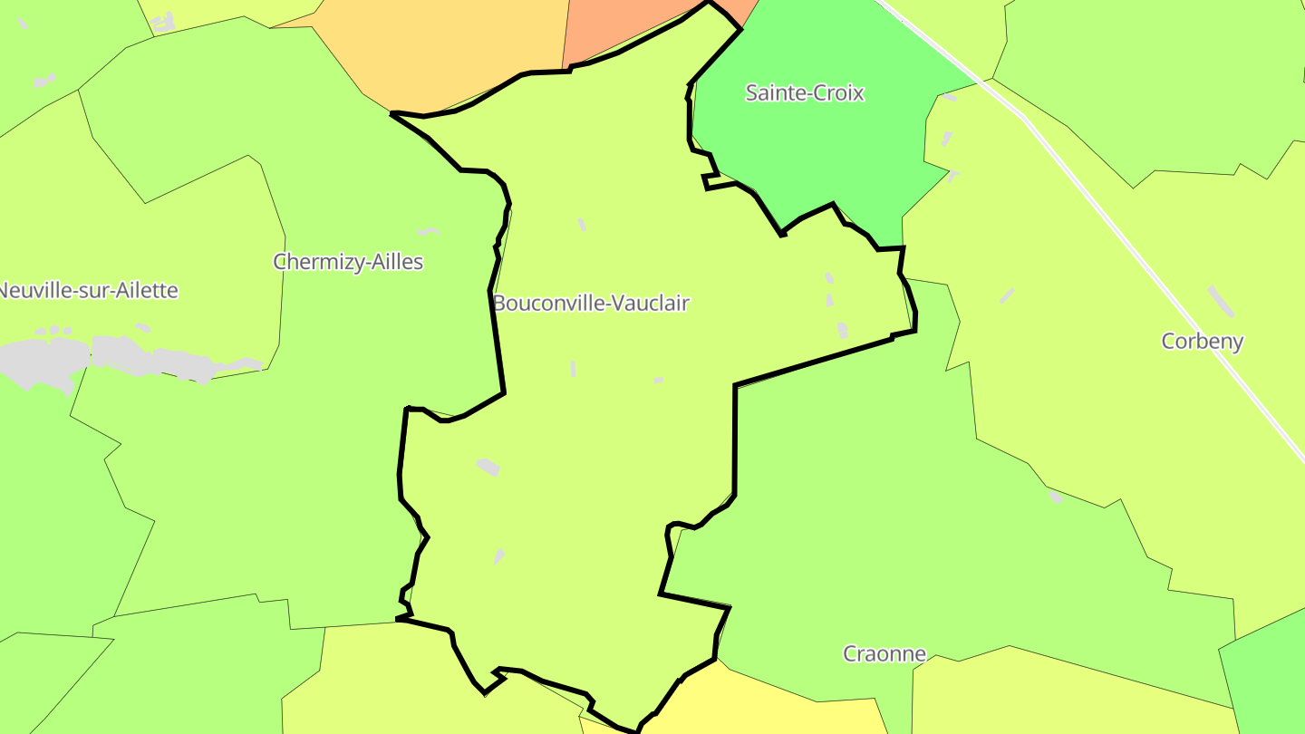 Carte des prix de l'immobilier Bouconville-Vauclair