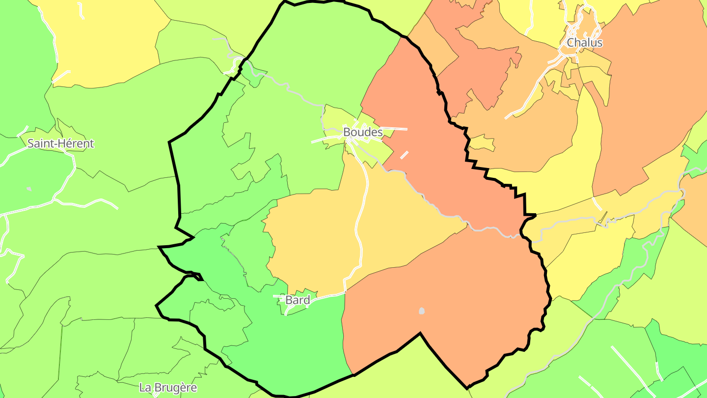Carte des prix de l'immobilier Boudes