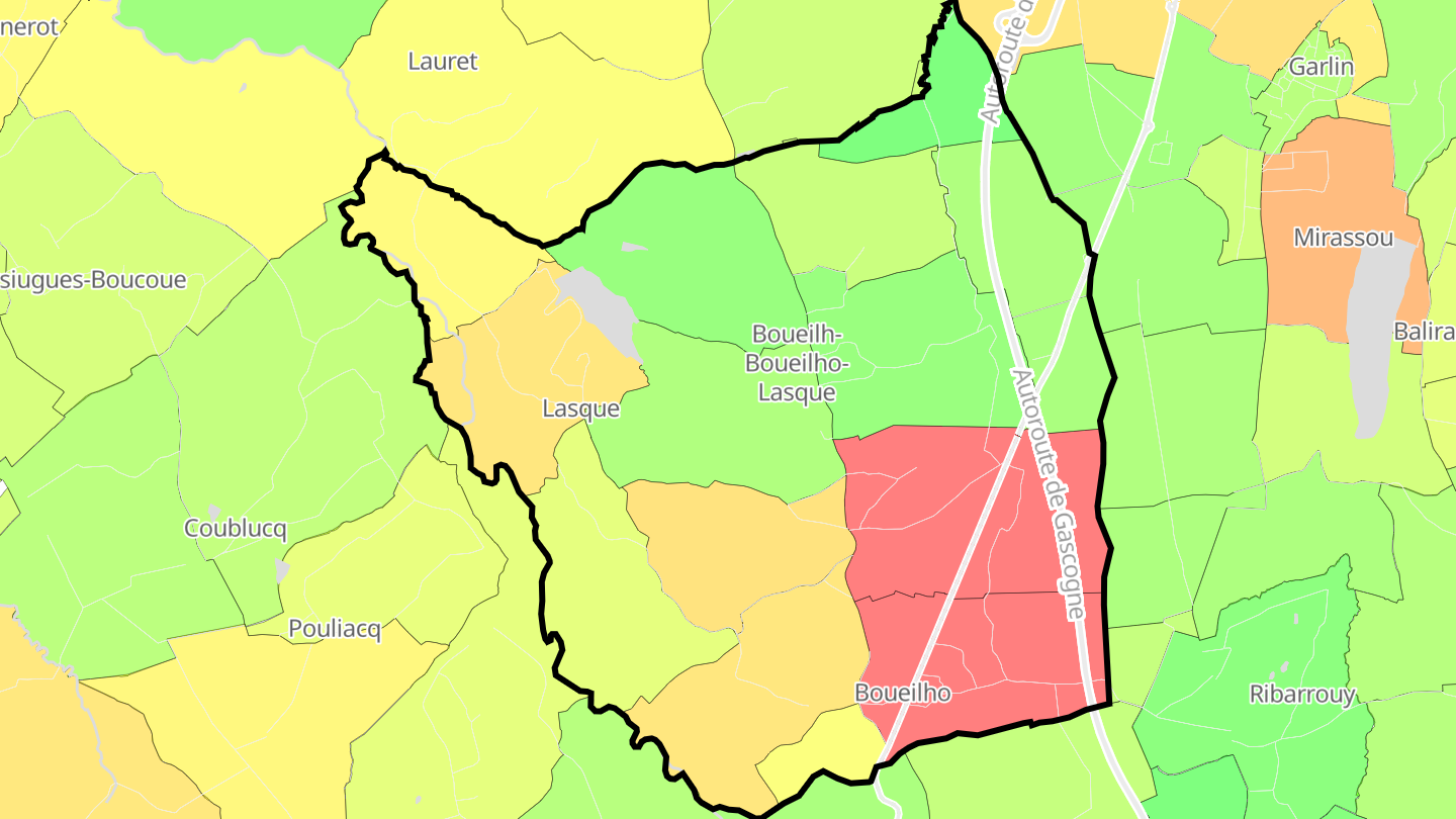 Carte des prix de l'immobilier Boueilh-Boueilho-Lasque