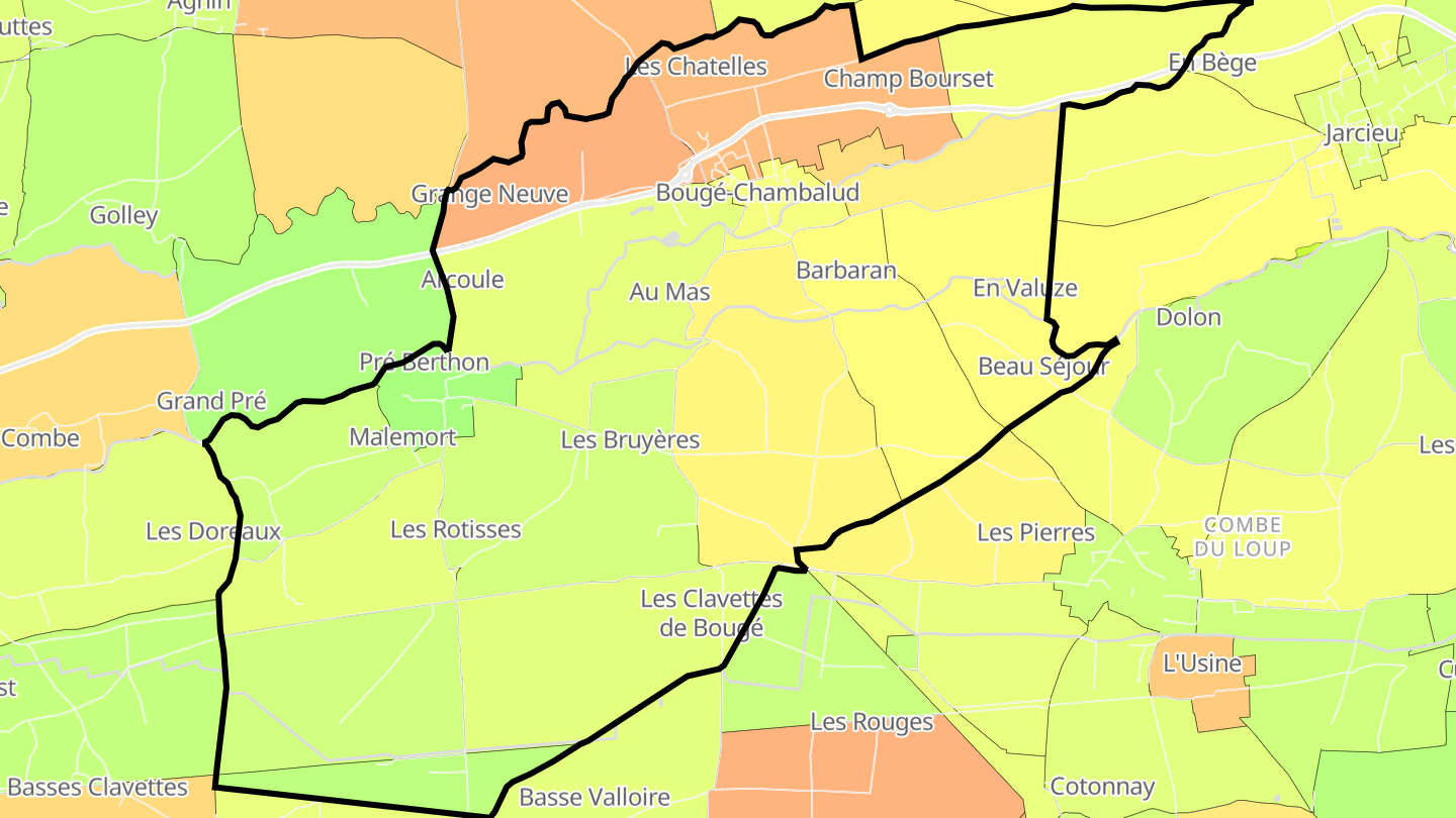 Carte des prix de l'immobilier Bougé-Chambalud