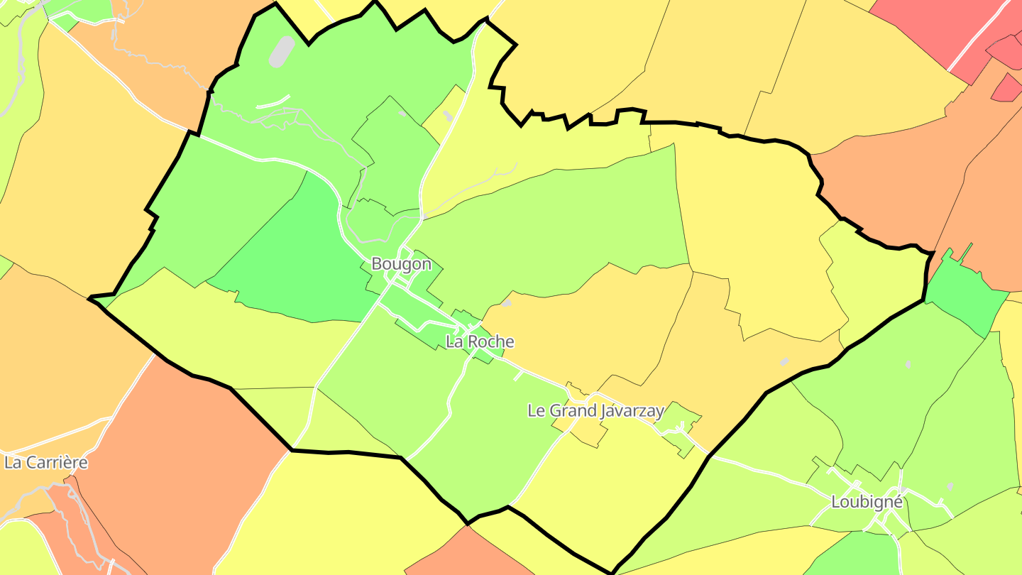 Carte des prix de l'immobilier Bougon