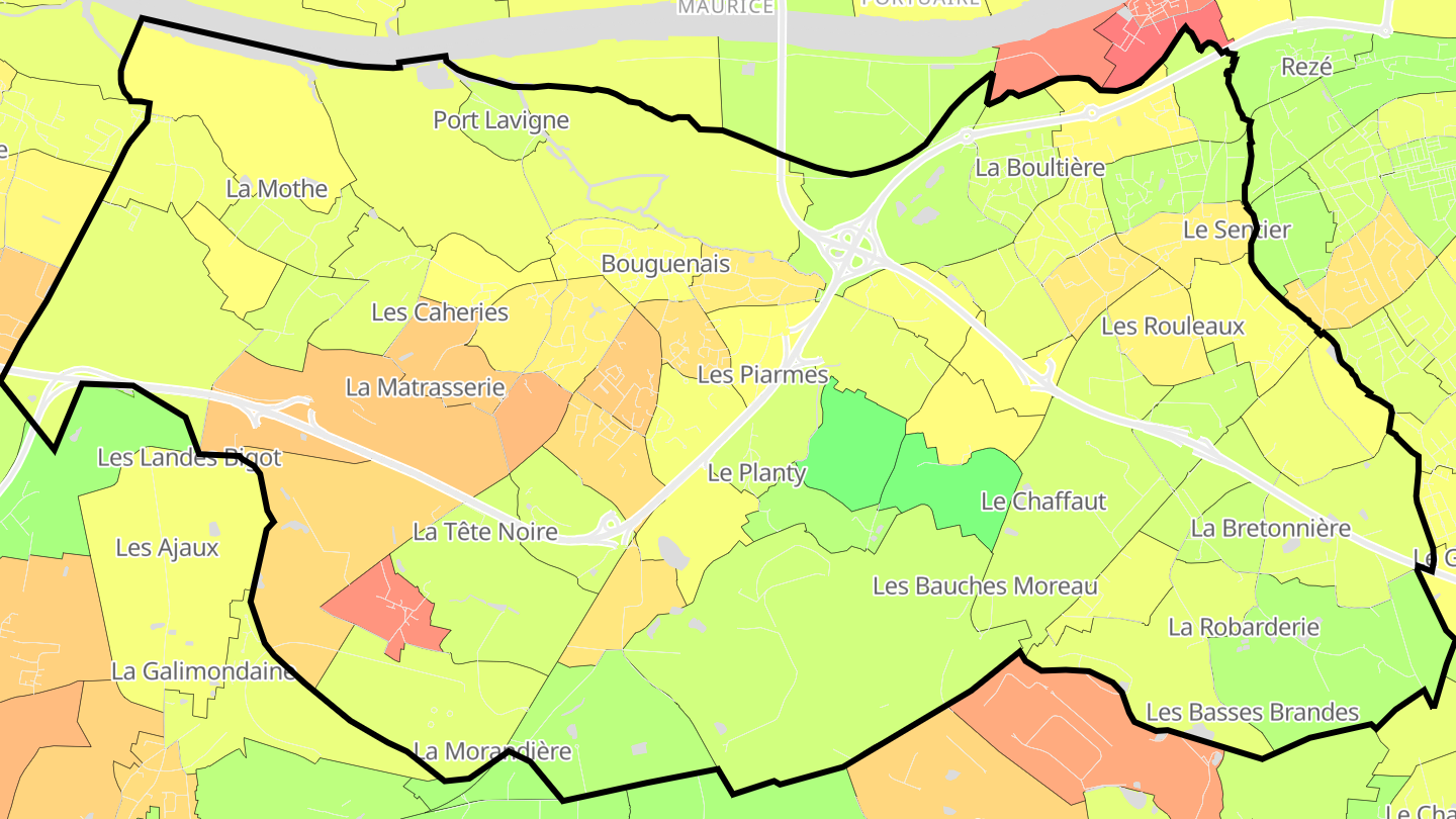 Carte des prix de l'immobilier Bouguenais