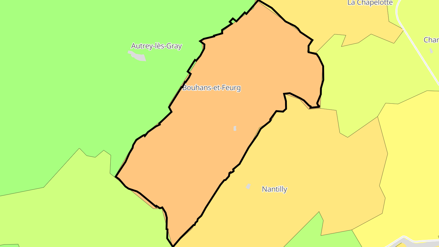 Carte des prix de l'immobilier Bouhans-et-Feurg