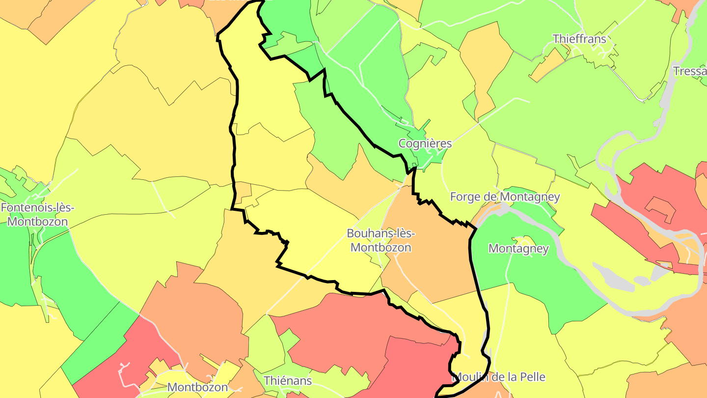 Carte des prix de l'immobilier Bouhans-lès-Montbozon