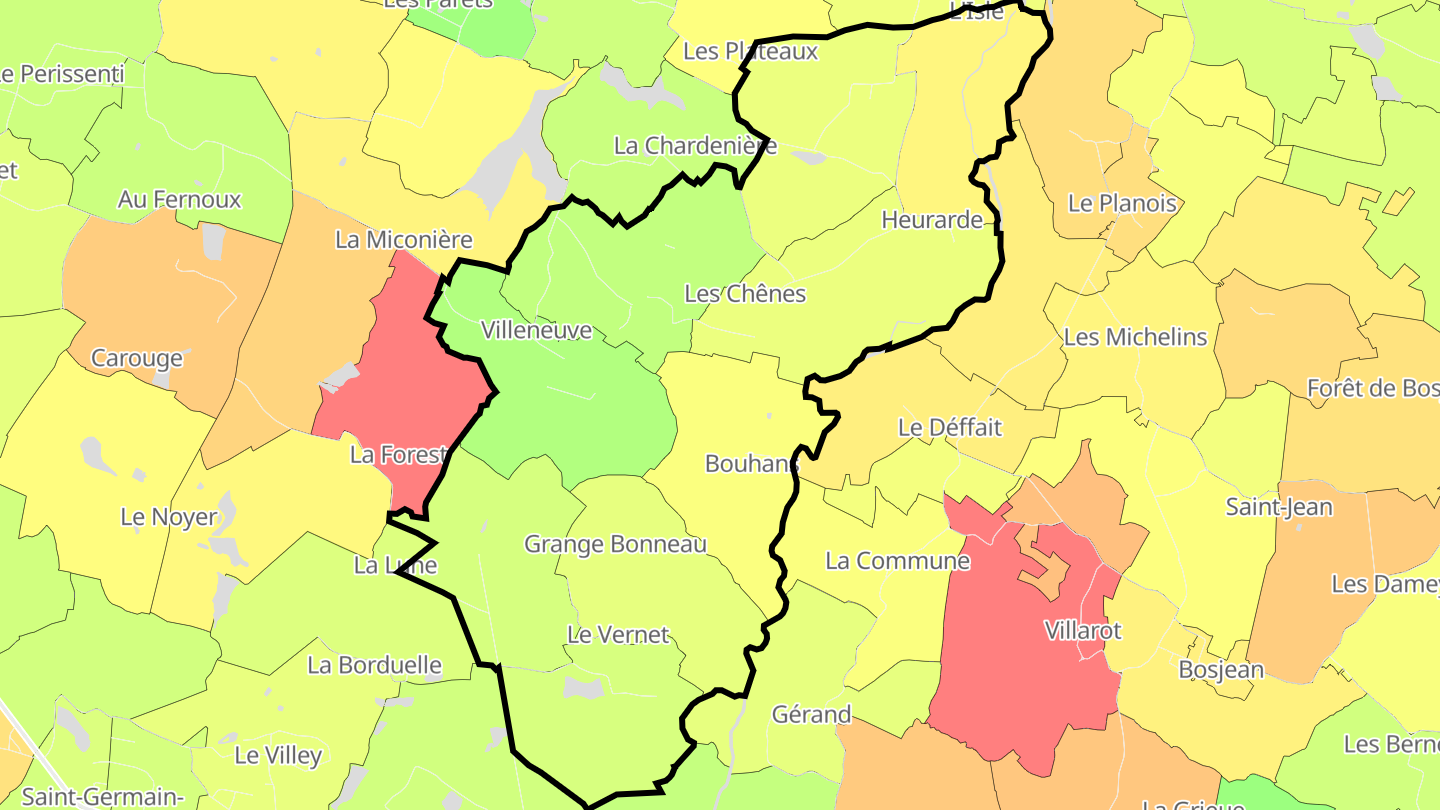 Carte des prix de l'immobilier Bouhans