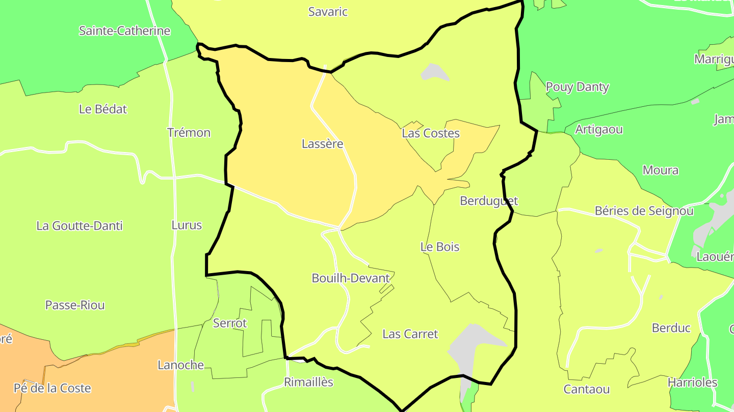 Carte des prix de l'immobilier Bouilh-Devant