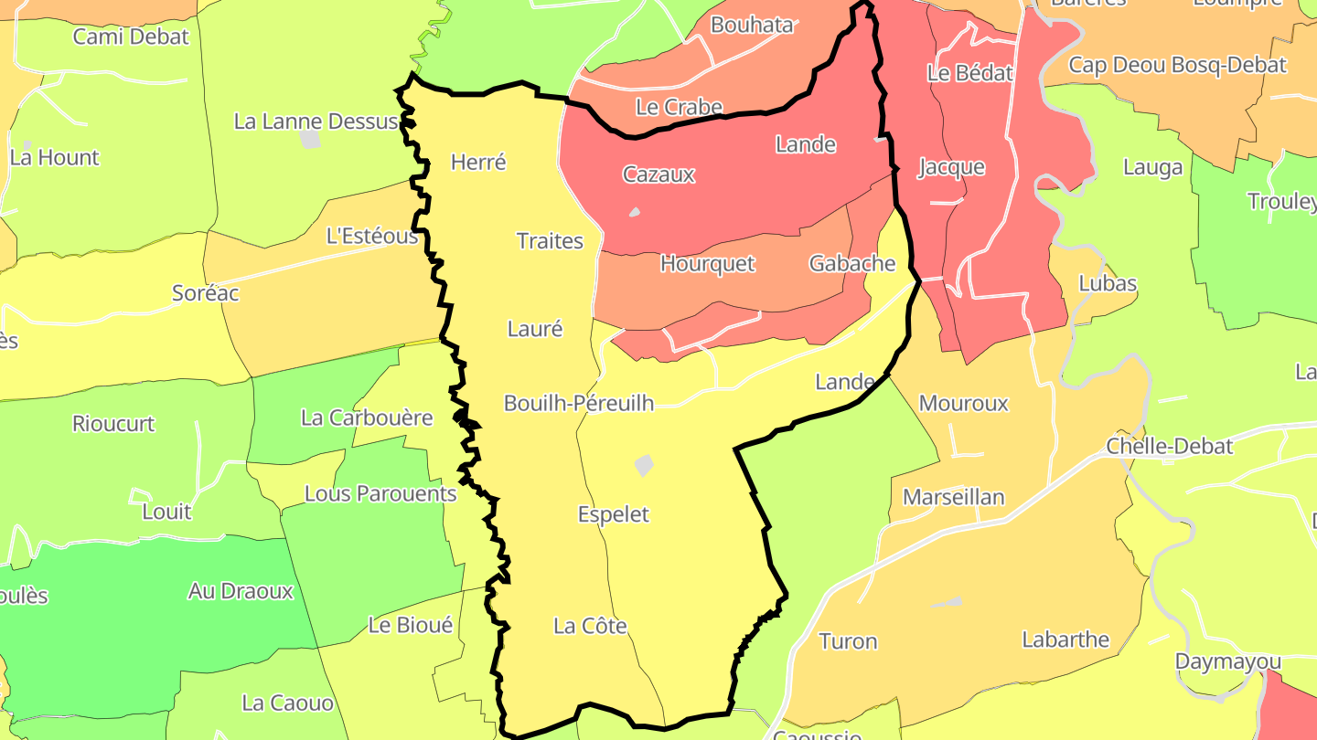 Carte des prix de l'immobilier Bouilh-Péreuilh