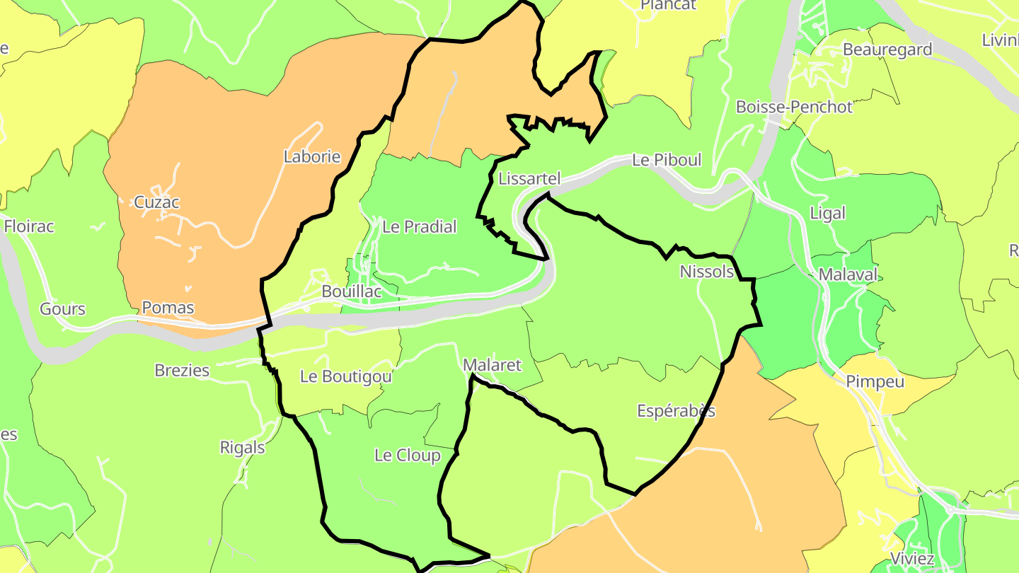 Carte des prix de l'immobilier Bouillac