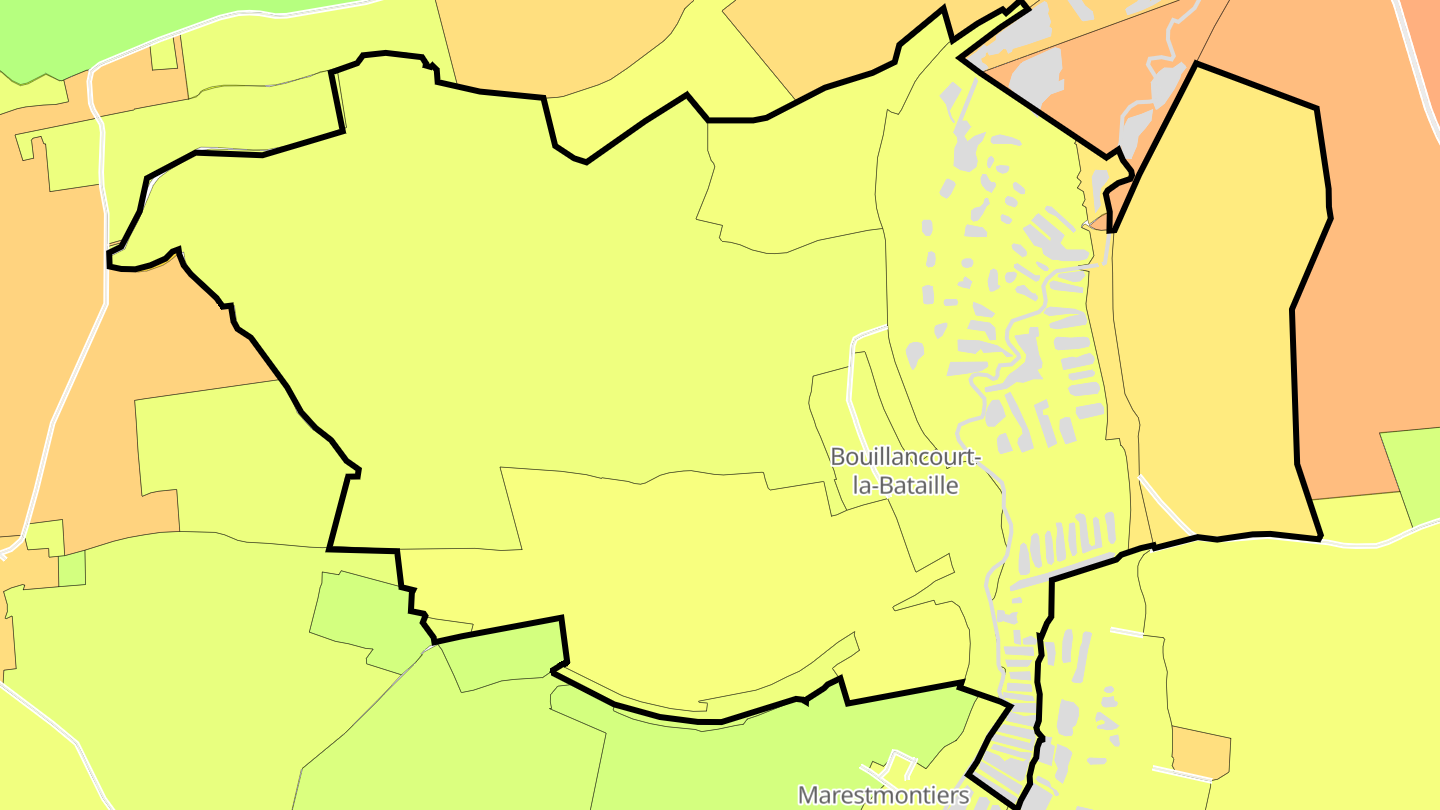 Carte des prix de l'immobilier Bouillancourt-la-Bataille