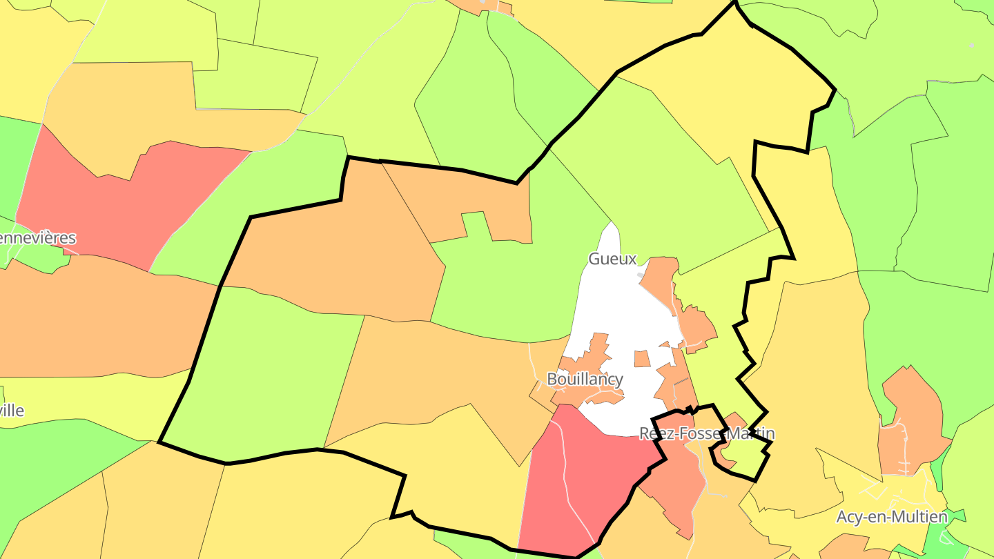 Carte des prix de l'immobilier Bouillancy