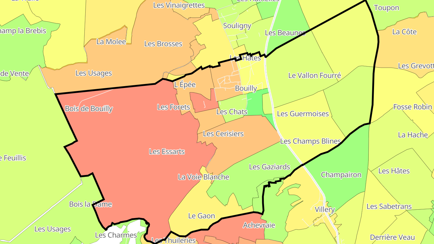 Carte des prix de l'immobilier Bouilly