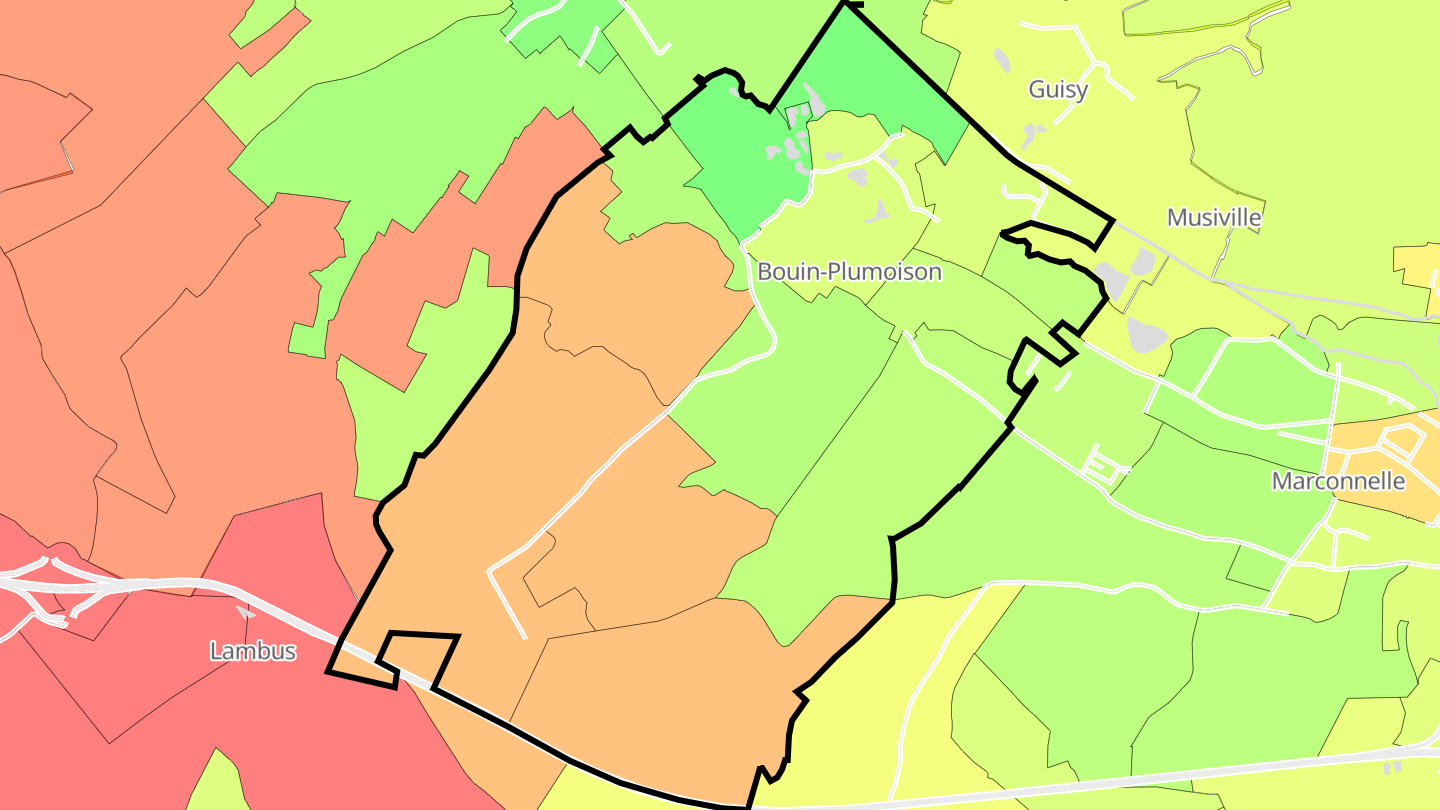 Carte des prix de l'immobilier Bouin-Plumoison