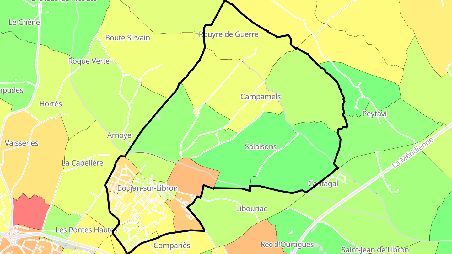 Carte des prix de l'immobilier Boujan-sur-Libron