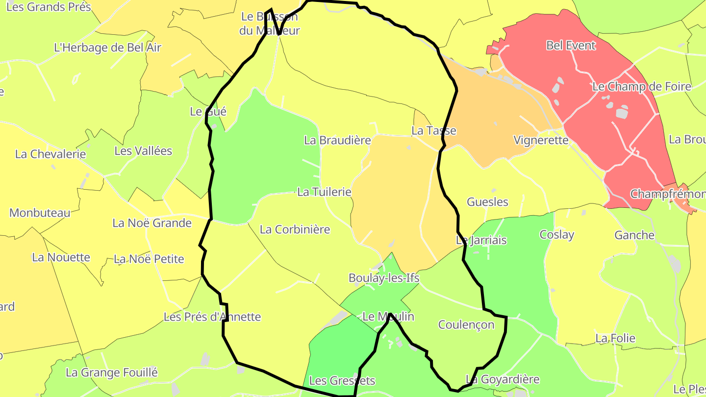 Carte des prix de l'immobilier Boulay-les-Ifs