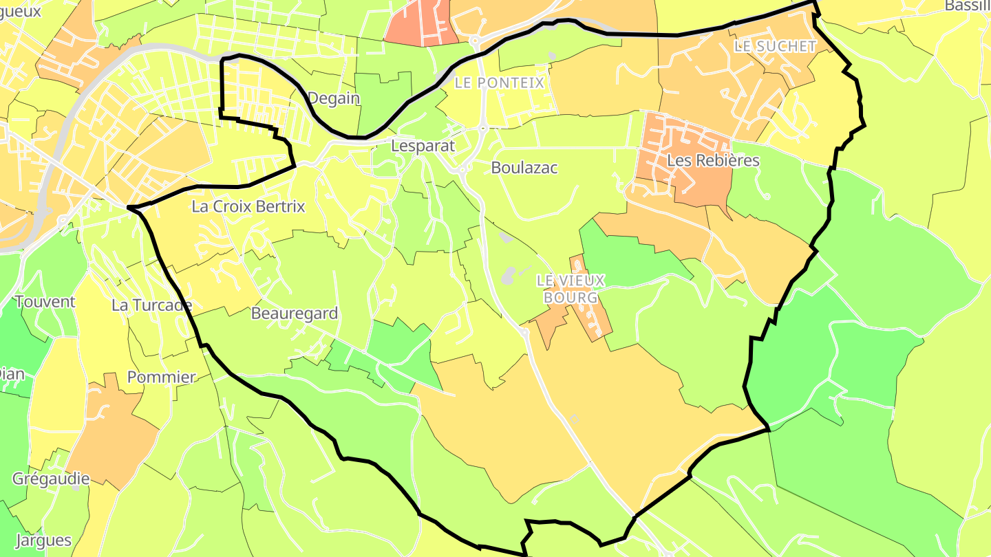 Carte des prix de l'immobilier Boulazac