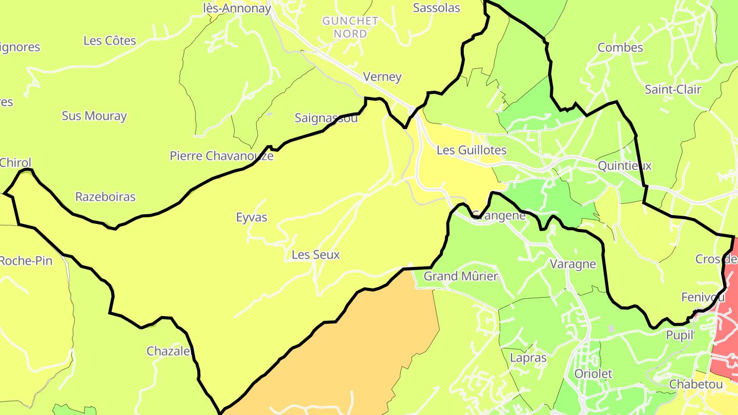 Carte des prix de l'immobilier Boulieu-lès-Annonay