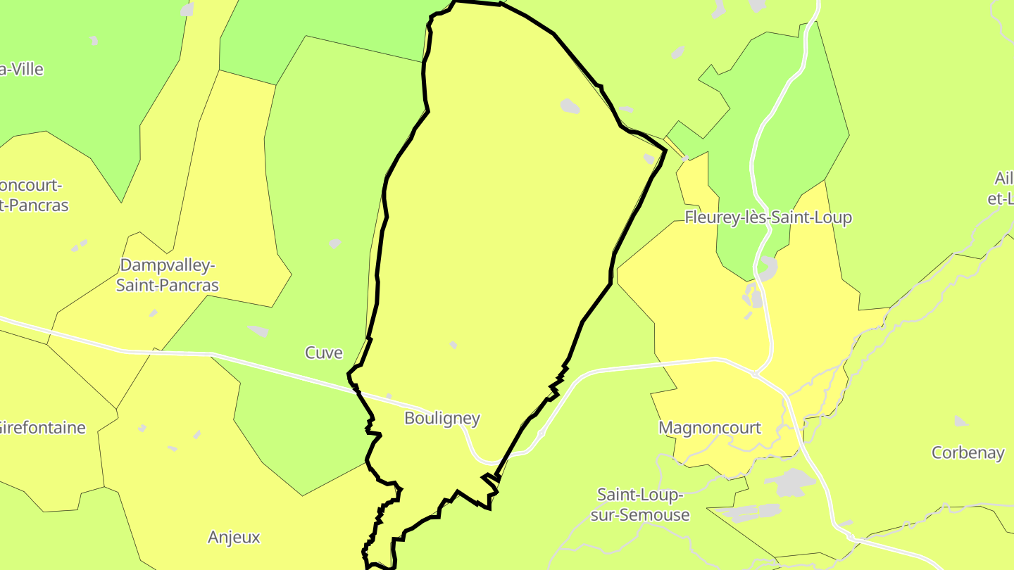 Carte des prix de l'immobilier Bouligney