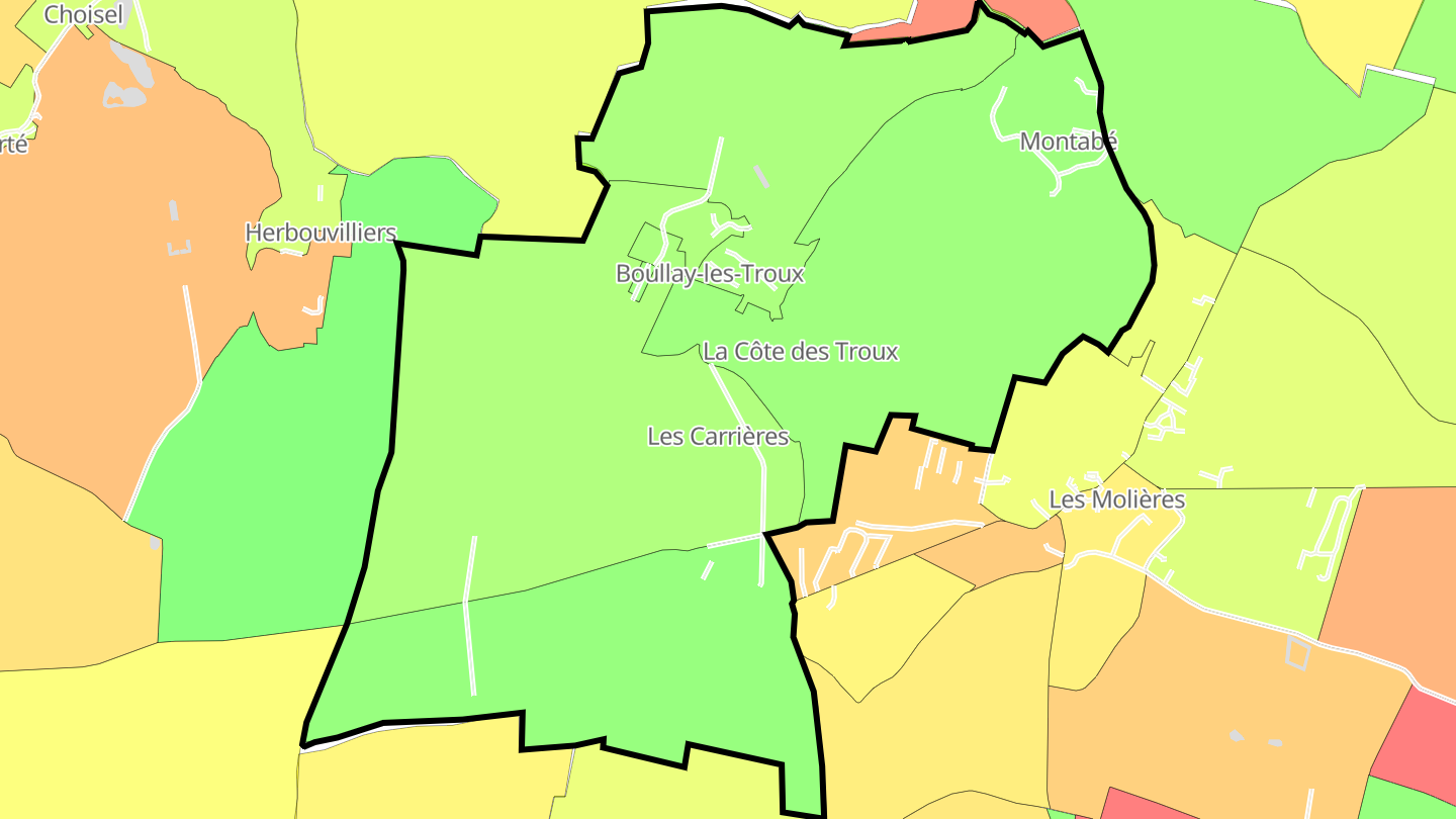 Carte des prix de l'immobilier Boullay-les-Troux