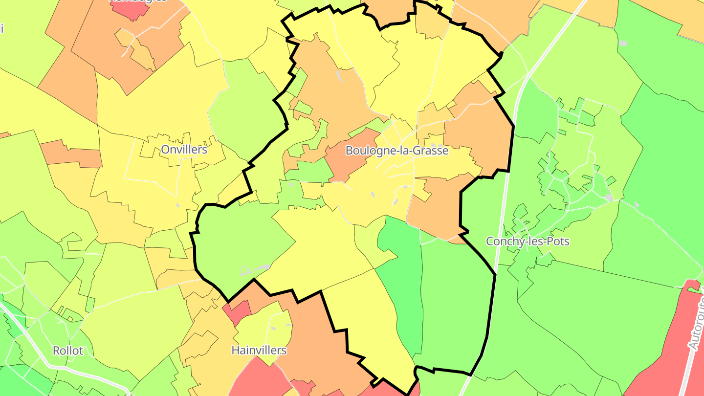 Carte des prix de l'immobilier Boulogne-la-Grasse