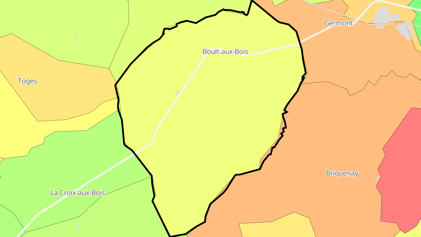 Carte des prix de l'immobilier Boult-aux-Bois