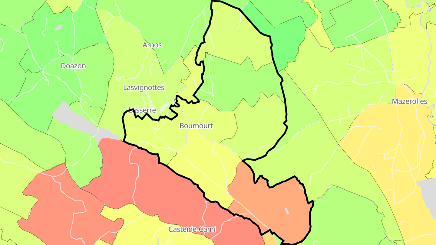 Carte des prix de l'immobilier Boumourt