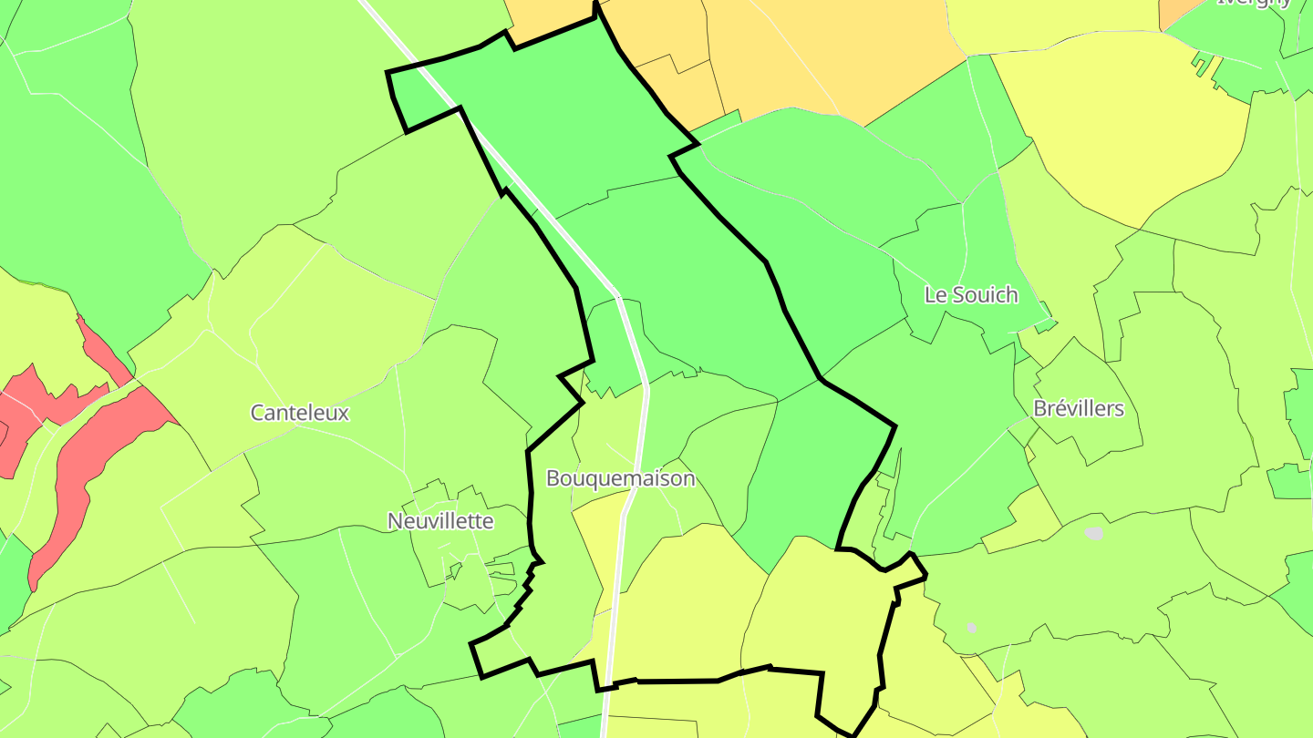 Carte des prix de l'immobilier Bouquemaison