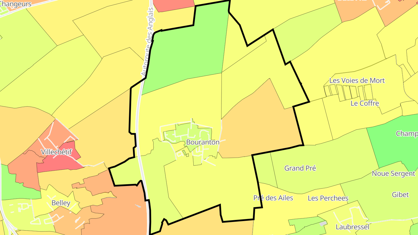 Carte des prix de l'immobilier Bouranton