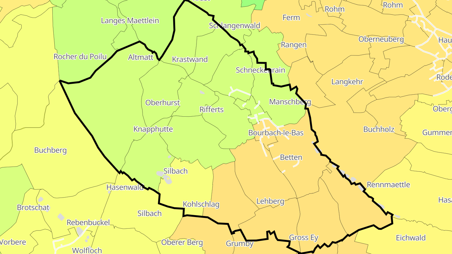 Carte des prix de l'immobilier Bourbach-le-Bas