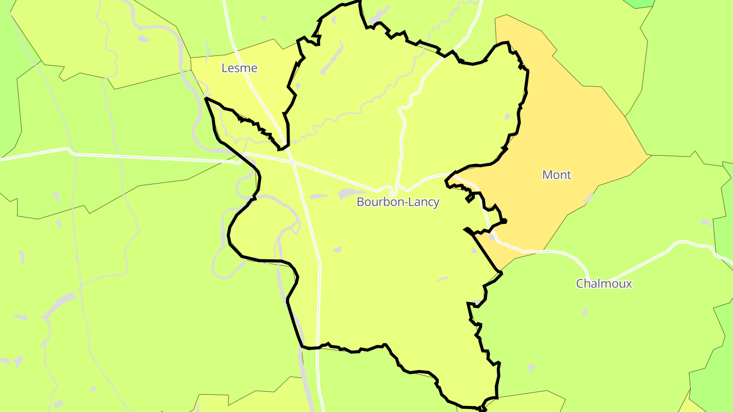 Carte des prix de l'immobilier Bourbon-Lancy