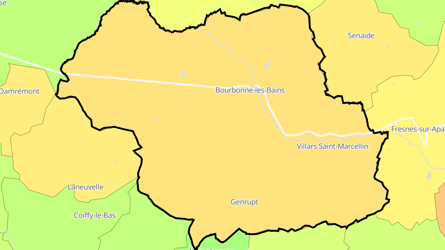 Carte des prix de l'immobilier Bourbonne-les-Bains