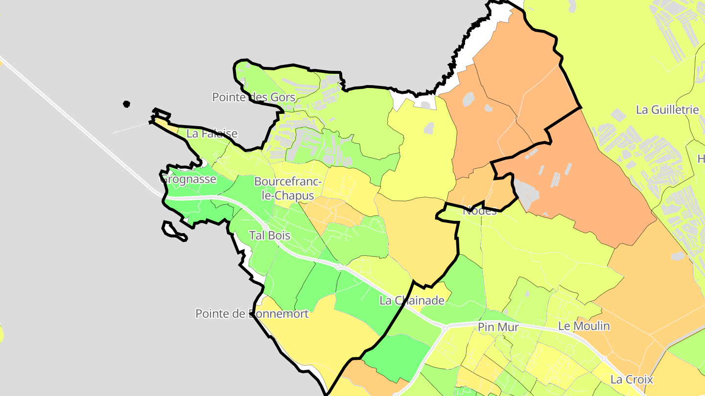 Carte des prix de l'immobilier Bourcefranc-le-Chapus