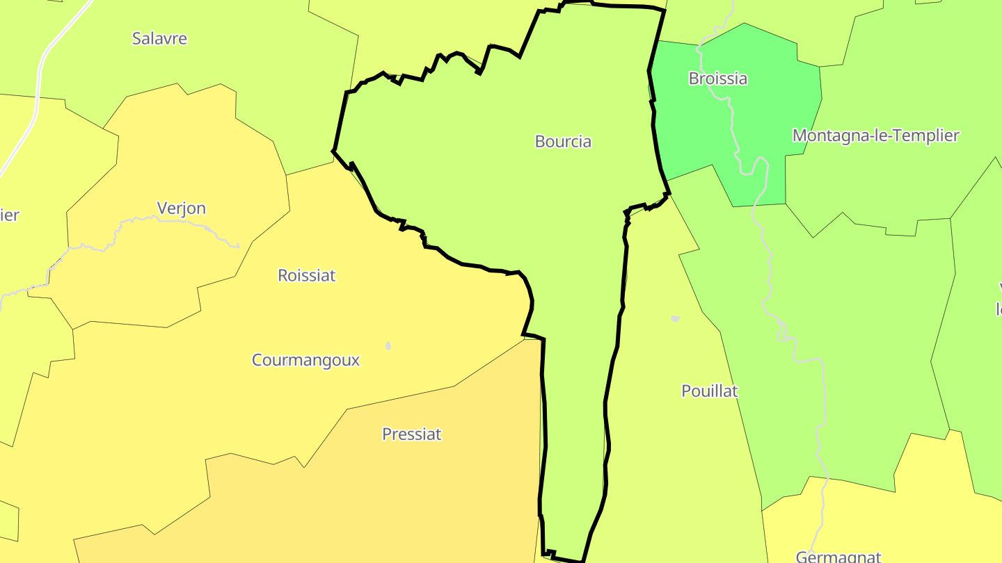 Carte des prix de l'immobilier Bourcia