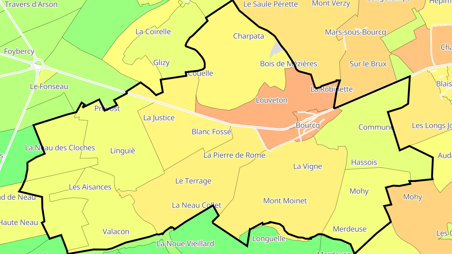 Carte des prix de l'immobilier Bourcq