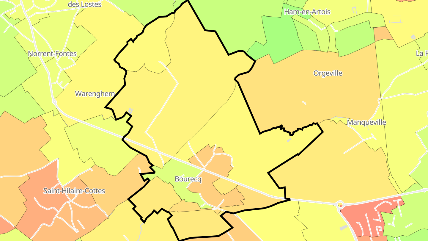 Carte des prix de l'immobilier Bourecq