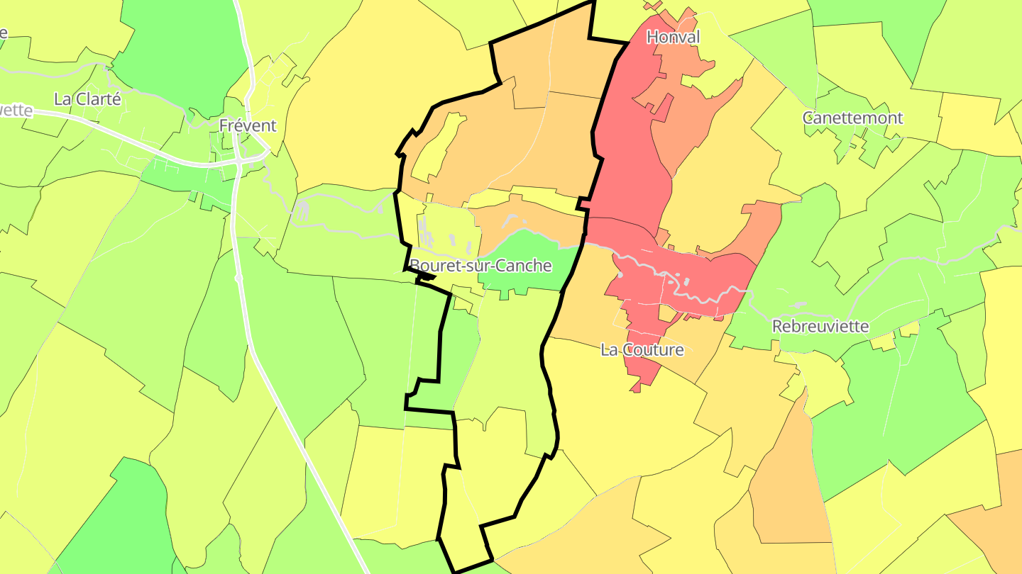 Carte des prix de l'immobilier Bouret-sur-Canche