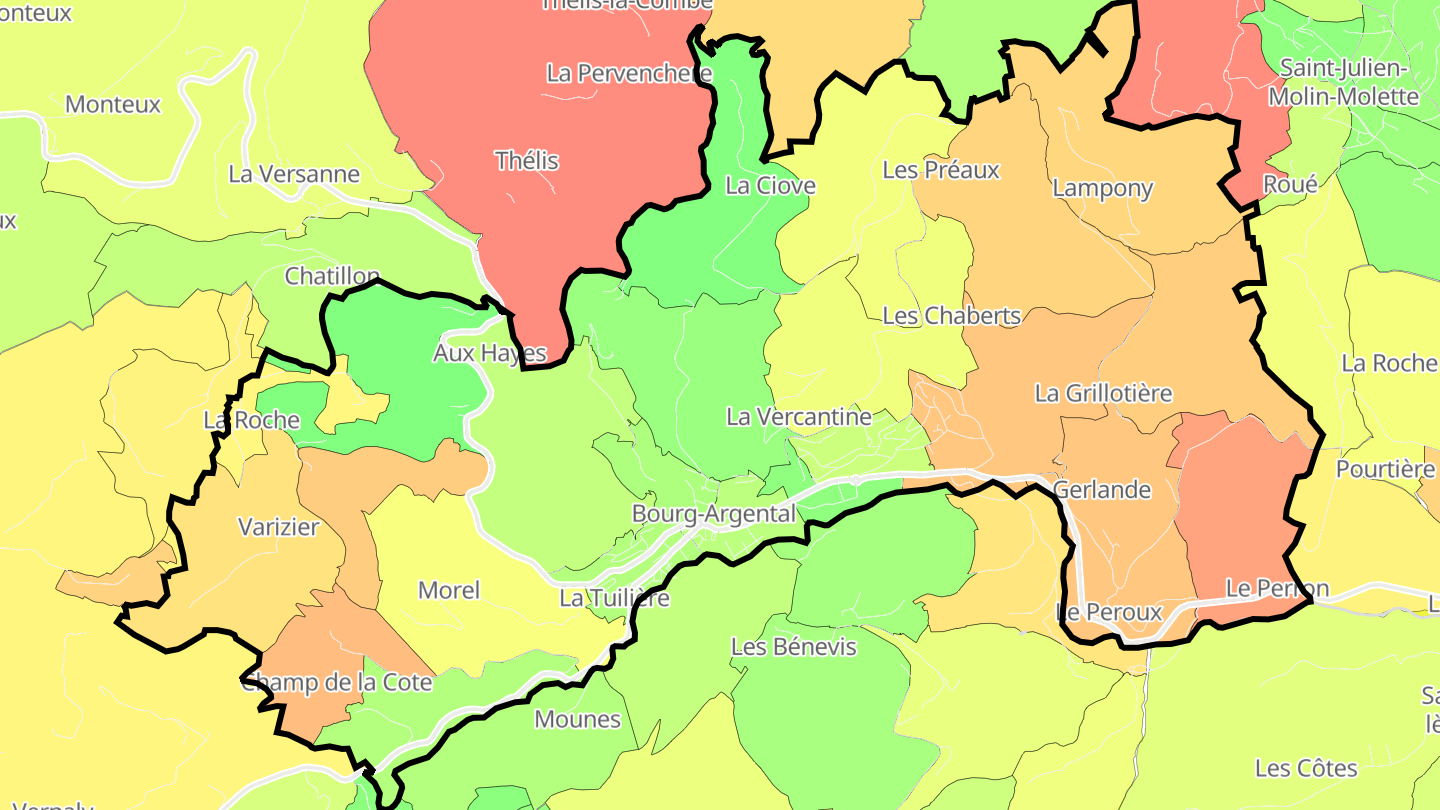 Carte des prix de l'immobilier Bourg-Argental