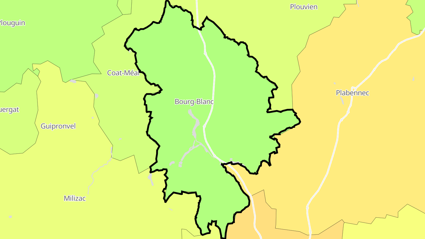 Carte des prix de l'immobilier Bourg-Blanc