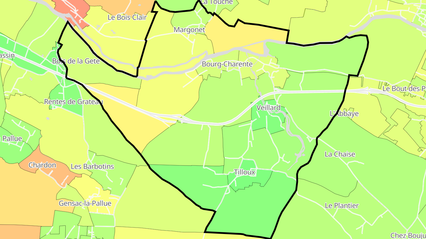 Carte des prix de l'immobilier Bourg-Charente
