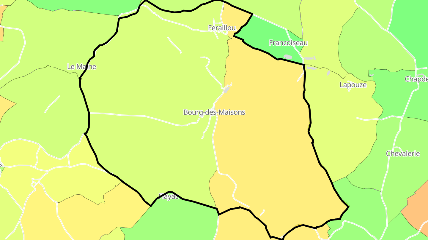 Carte des prix de l'immobilier Bourg-des-Maisons