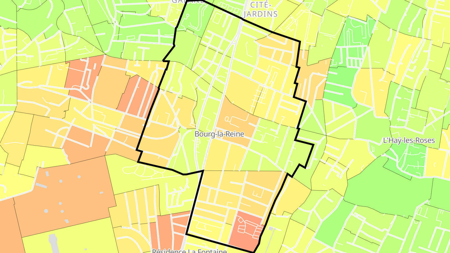 Carte des prix de l'immobilier Bourg-la-Reine