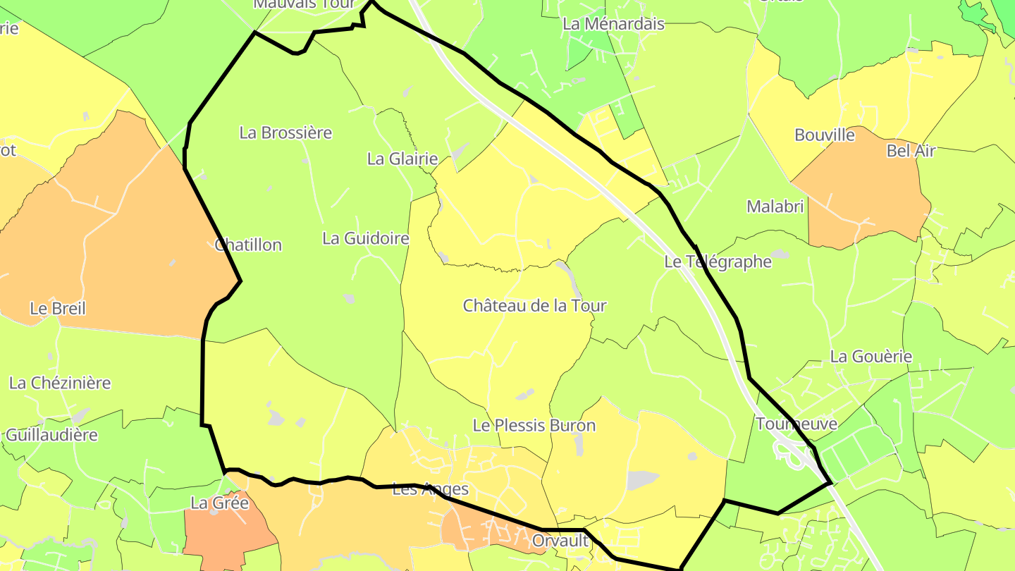 Carte des prix de l'immobilier Bourg nord