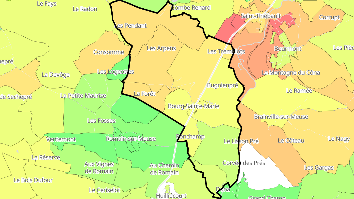 Carte des prix de l'immobilier Bourg-Sainte-Marie