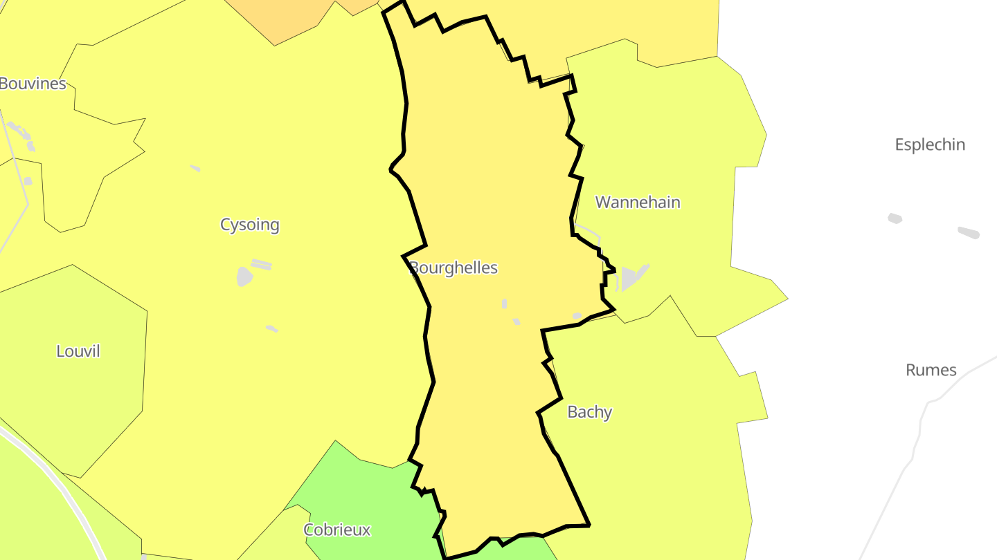 Carte des prix de l'immobilier Bourghelles