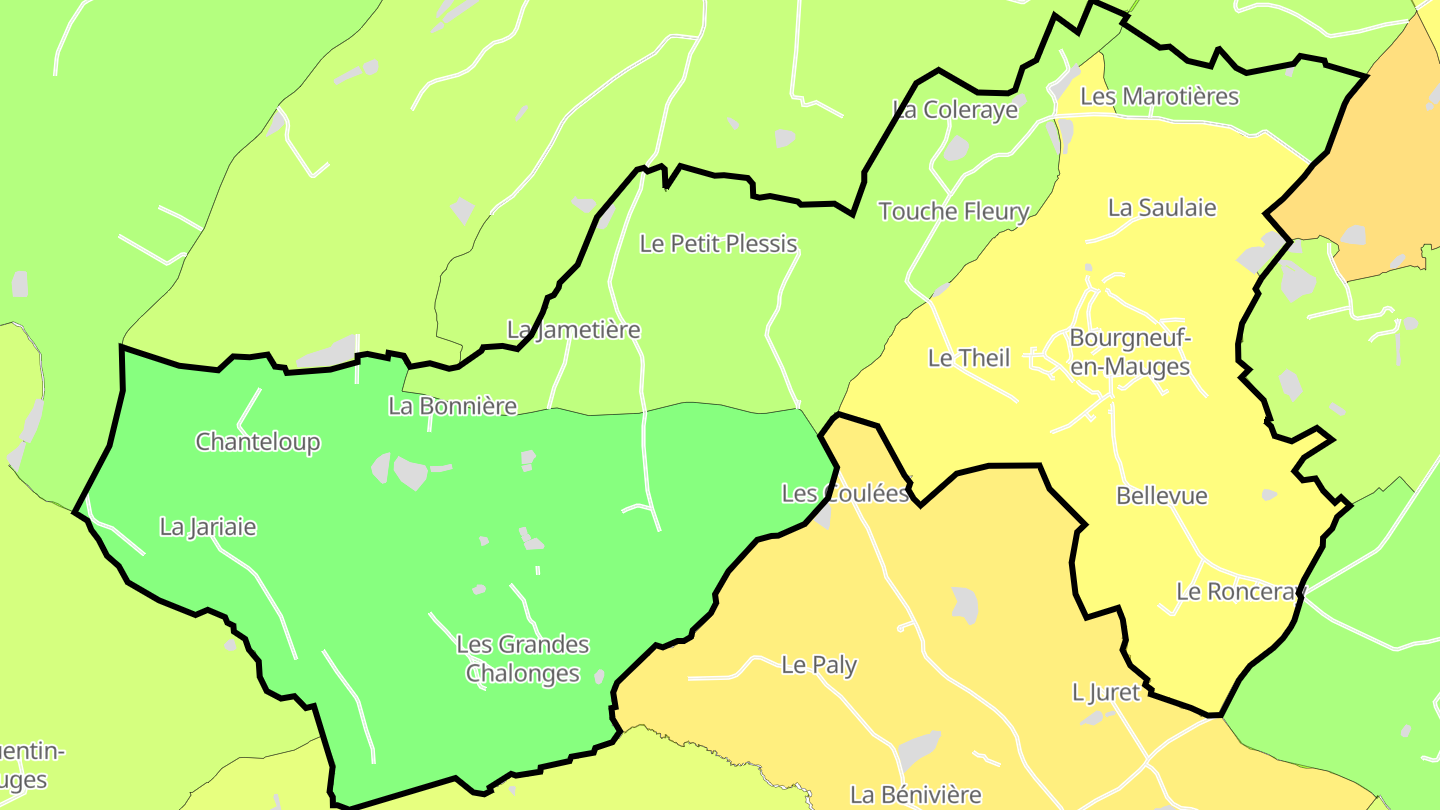 Carte des prix de l'immobilier Bourgneuf-en-Mauges