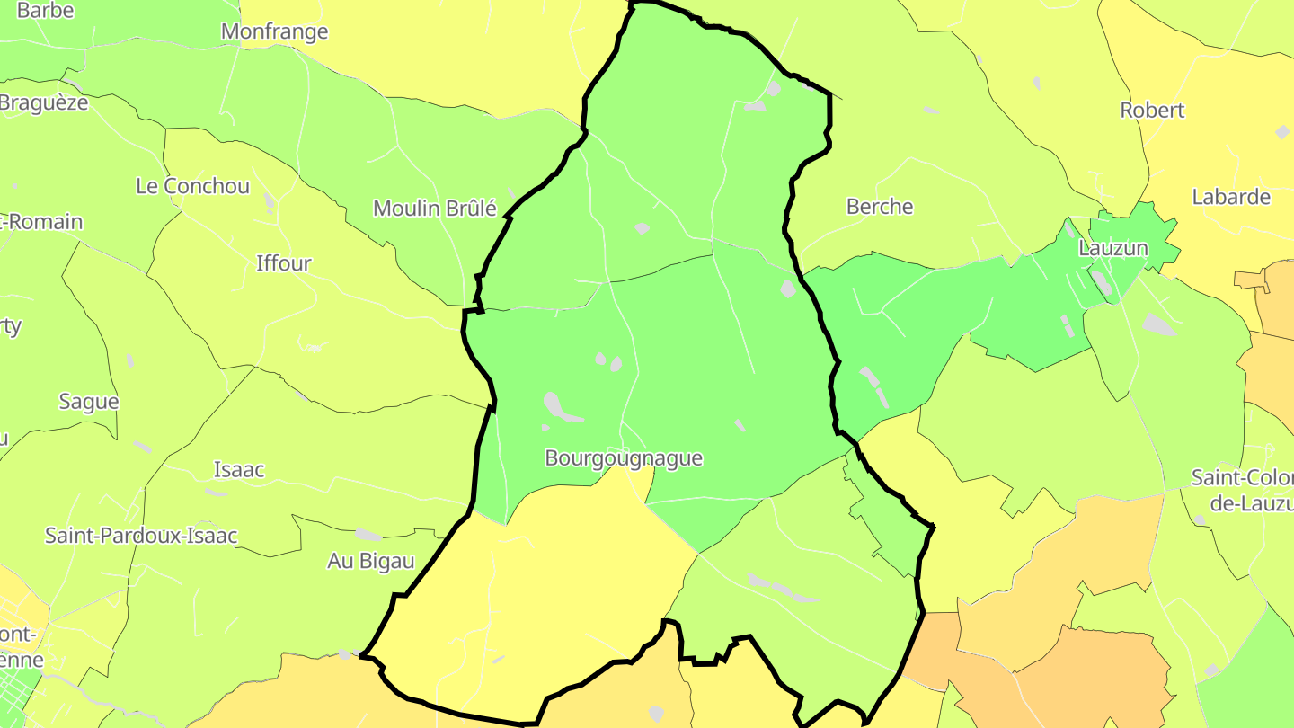 Carte des prix de l'immobilier Bourgougnague