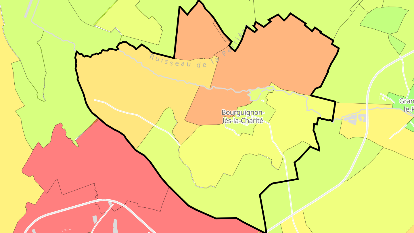 Carte des prix de l'immobilier Bourguignon-lès-la-Charité