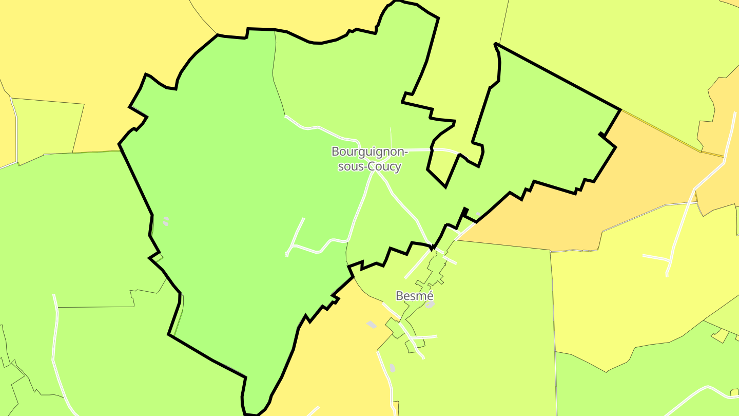 Carte des prix de l'immobilier Bourguignon-sous-Coucy