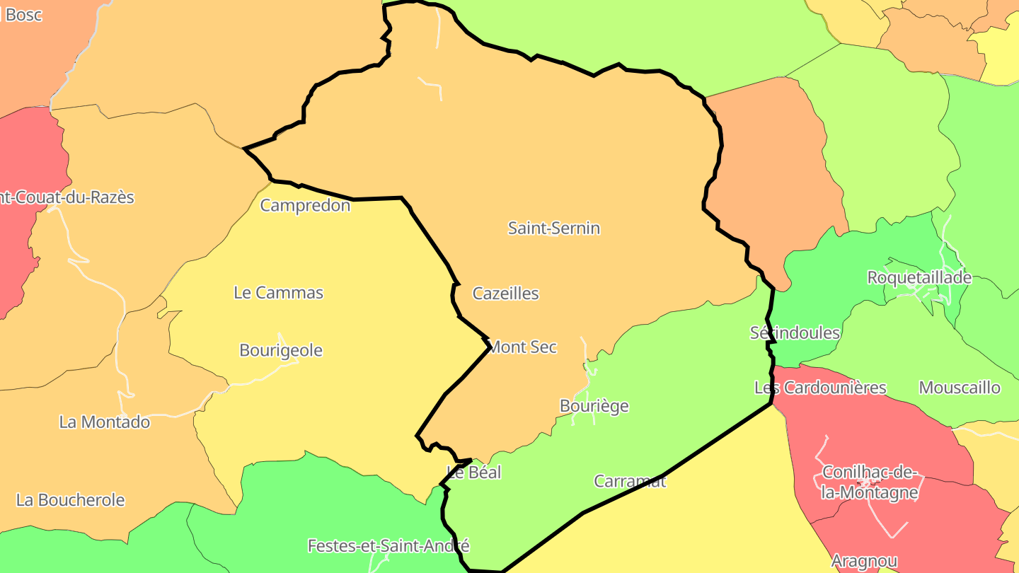 Carte des prix de l'immobilier Bouriège