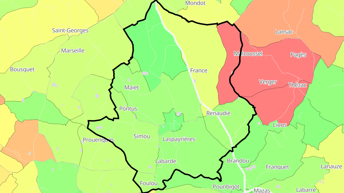 Carte des prix de l'immobilier Bourlens