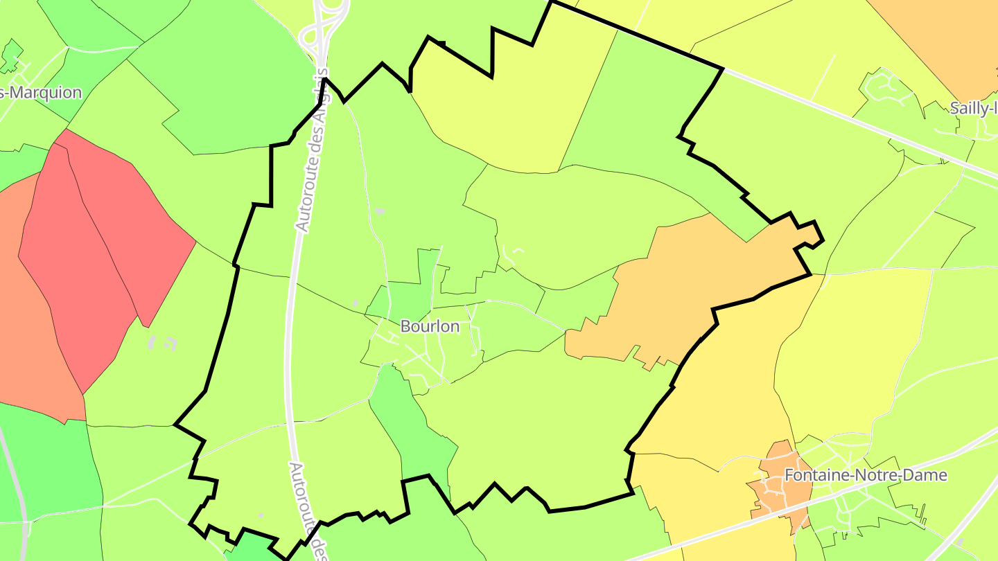 Carte des prix de l'immobilier Bourlon